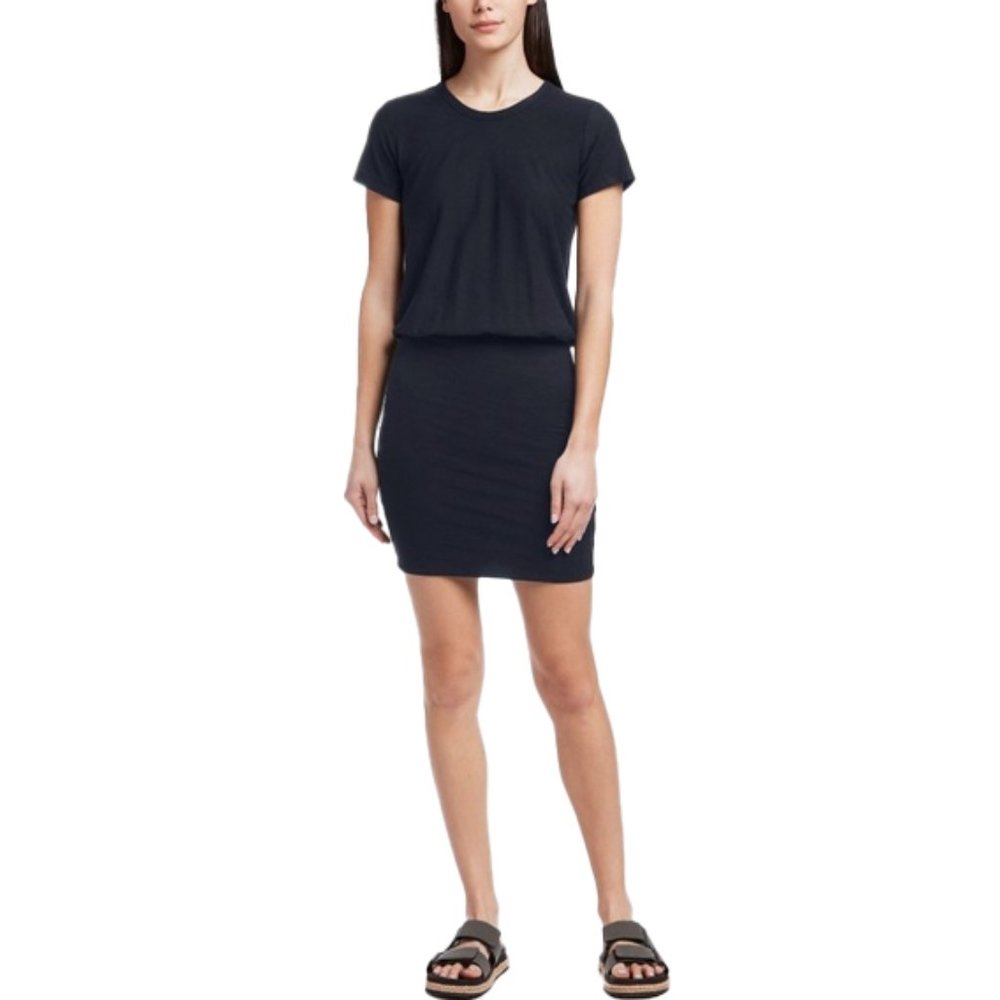 STANDARD JAMES PERSE Womens Blouson Dress Navy Lightweight Stretch Size XL $225 - Picture 1 of 10